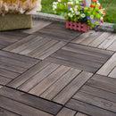 Outsunny 27pc Floor Tiles Interlocking Solid Wood DIY Deck Tiles Outdoor Black