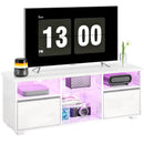 HOMCOM High Gloss TV Stand Cabinet with LED Lights for Living Room, White