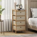 HOMCOM Chest of Drawers, 4 Drawers Dresser with Bamboo Frame, Cream White