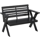 Outsunny 2 Seater Wood Garden Bench, Slatted Patio Bench with Armrest Black