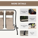 Outsunny Canopy Swing 2 Separate Relax Chairs w/ Handrails, Cup Holders Beige