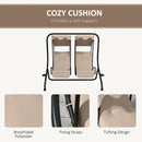 Outsunny Canopy Swing 2 Separate Relax Chairs w/ Handrails, Cup Holders Beige