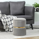 HOMCOM Round Pouffe Storage Footstool with Hidden Space