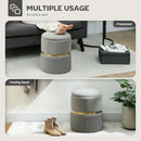 HOMCOM Round Pouffe Storage Footstool with Hidden Space
