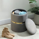 HOMCOM Round Pouffe Storage Footstool with Hidden Space
