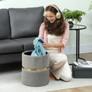 HOMCOM Round Pouffe Storage Footstool with Hidden Space