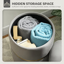 HOMCOM Round Pouffe Storage Footstool with Hidden Space