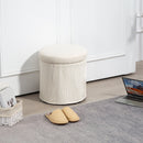 HOMCOM Round Storage Ottoman with Lid, Vanity Stool with Storage