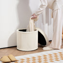 HOMCOM Round Storage Ottoman with Lid, Vanity Stool with Storage