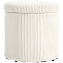 HOMCOM Round Storage Ottoman with Lid, Vanity Stool with Storage