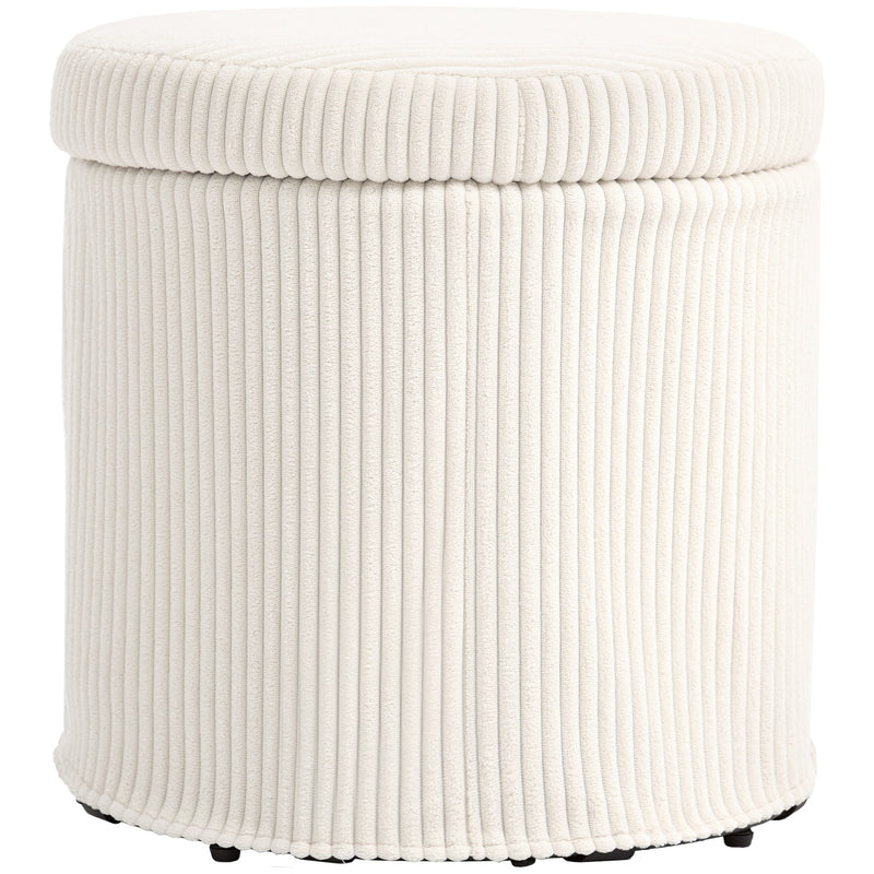 HOMCOM Round Storage Ottoman with Lid, Vanity Stool with Storage