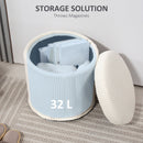 HOMCOM Round Storage Ottoman with Lid, Vanity Stool with Storage