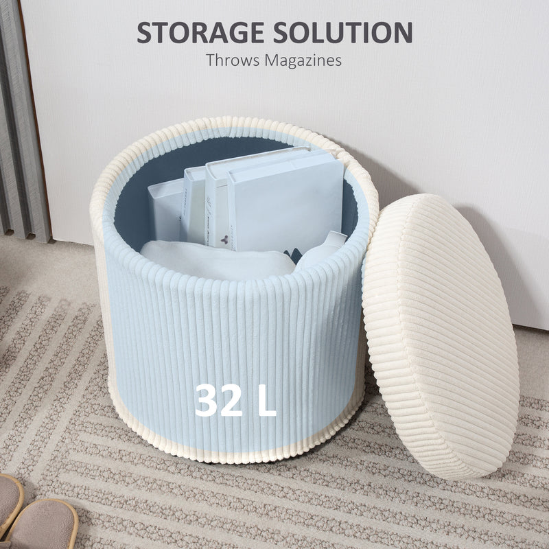 HOMCOM Round Storage Ottoman with Lid, Vanity Stool with Storage