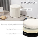 HOMCOM Round Storage Ottoman with Lid, Vanity Stool with Storage