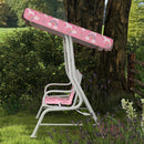 AIYAPLAY Kids 2-Seater Porch Swing with Seat Belts, Adjustable Canopy Pink