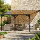 Outsunny 4 x 3 m Metal Lean-to Hardtop Gazebo, Wall-Mounted Pergola