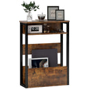 HOMCOM Narrow Side Table with Storage, Bedside End Table, Rustic Brown