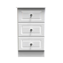 Clarence Ready Assembled 3 Drawer Bedside Cabinet in White Gloss & White