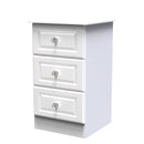 Clarence Ready Assembled 3 Drawer Bedside Cabinet in White Gloss & White