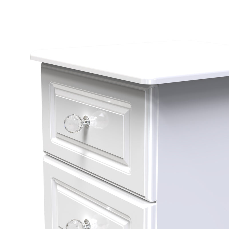 Clarence Ready Assembled 3 Drawer Bedside Cabinet in White Gloss & White