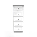 Clarence Ready Assembled 5 Drawer Tallboy in White Gloss & White