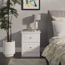 Clarence Ready Assembled 2 Drawer Bedside Cabinet in White Gloss & White
