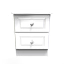 Clarence Ready Assembled 2 Drawer Bedside Cabinet in White Gloss & White