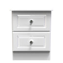 Clarence Ready Assembled 2 Drawer Bedside Cabinet in White Gloss & White