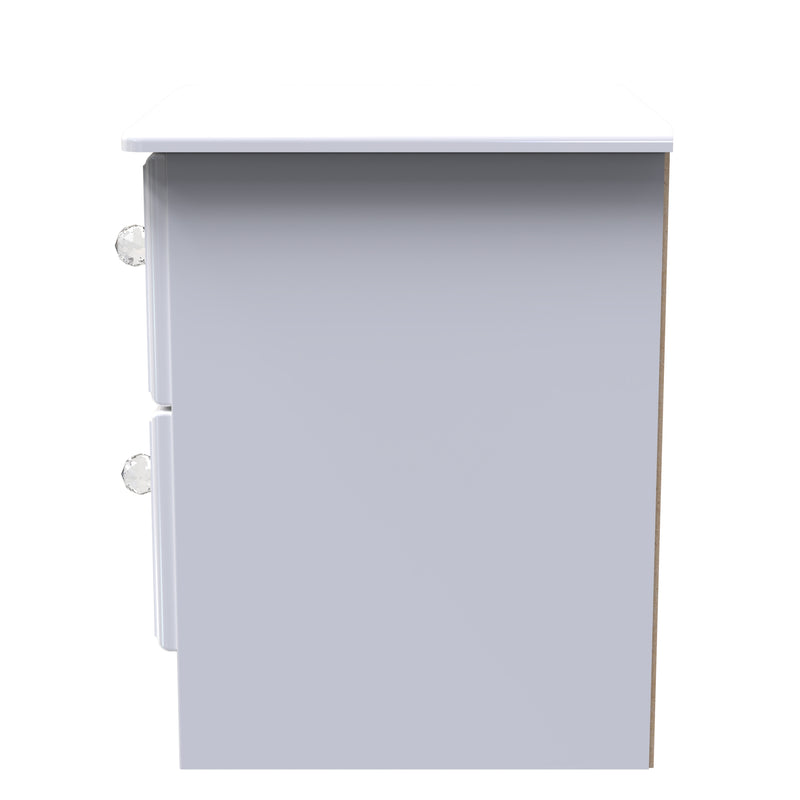 Clarence Ready Assembled 2 Drawer Bedside Cabinet in White Gloss & White