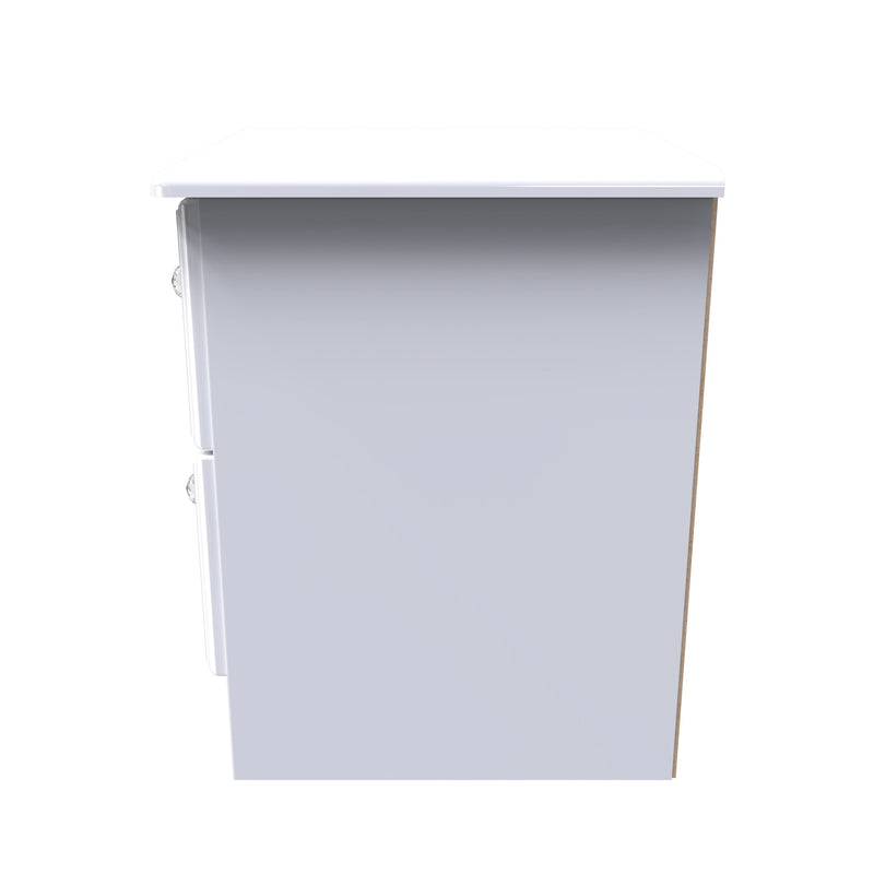 Clarence Ready Assembled 2 Drawer Bedside Cabinet in White Gloss & White