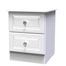 Clarence Ready Assembled 2 Drawer Bedside Cabinet in White Gloss & White