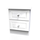 Clarence Ready Assembled 2 Drawer Bedside Cabinet in White Gloss & White