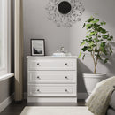 Clarence Ready Assembled 3 Drawer Chest in White Gloss & White