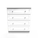 Clarence Ready Assembled 4 Drawer Chest in White Gloss & White