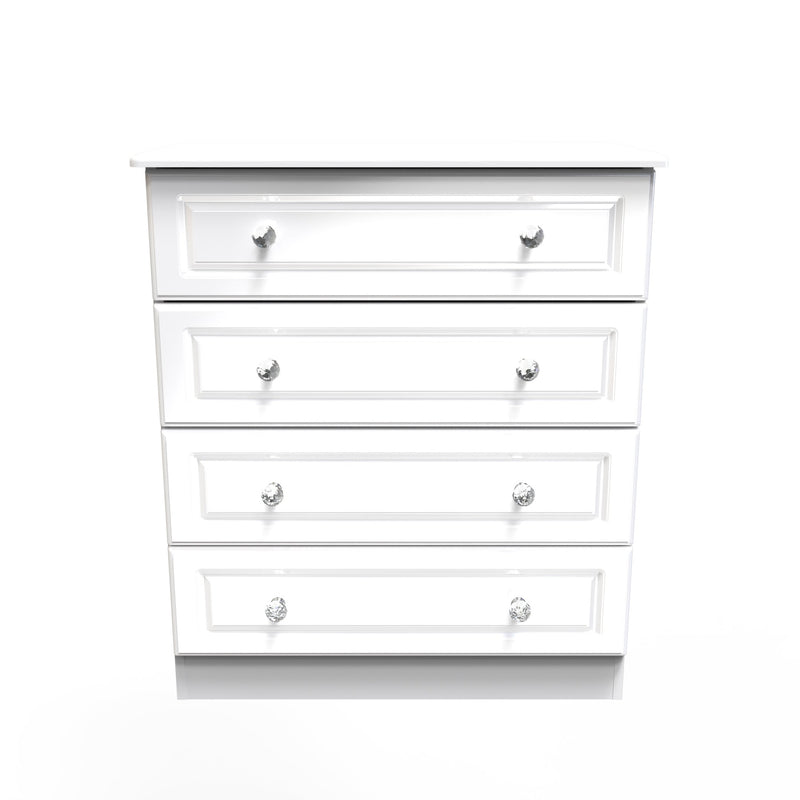 Clarence Ready Assembled 4 Drawer Chest in White Gloss & White