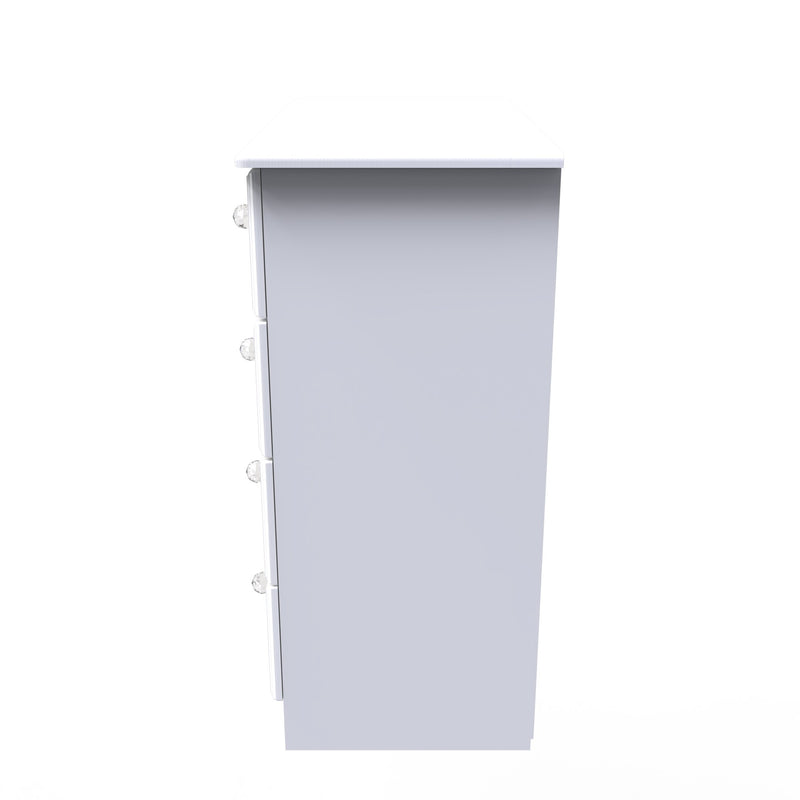Clarence Ready Assembled 4 Drawer Chest in White Gloss & White