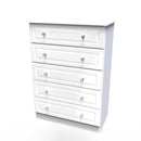 Clarence Ready Assembled 5 Drawer Chest in White Gloss & White