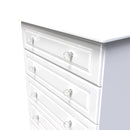 Clarence Ready Assembled 5 Drawer Chest in White Gloss & White
