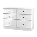 Clarence Ready Assembled 6 Drawer Wide Chest in White Gloss & White