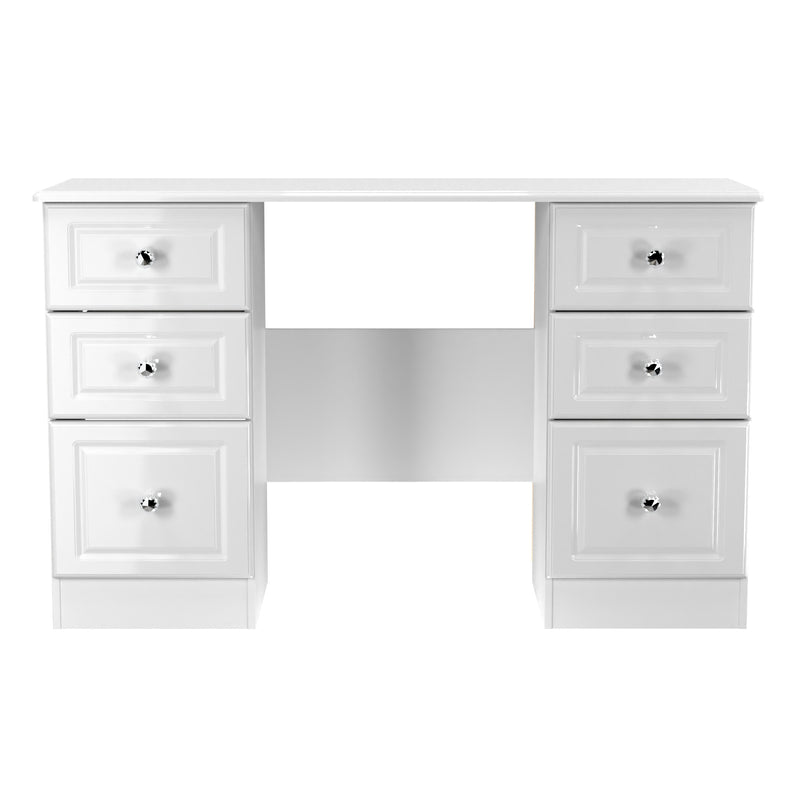 Clarence Ready Assembled Double Pedestal Desk in White Gloss & White