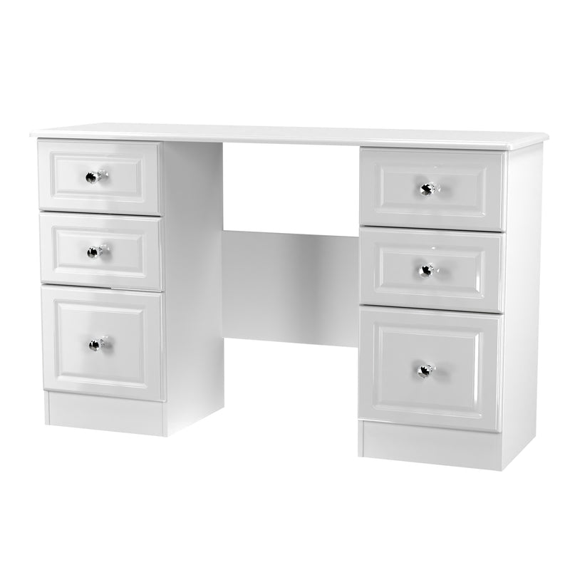 Clarence Ready Assembled Double Pedestal Desk in White Gloss & White