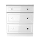 Clarence Ready Assembled 3 Drawer Deep Chest in White Gloss & White
