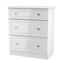 Clarence Ready Assembled 3 Drawer Deep Chest in White Gloss & White