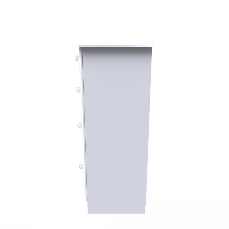 Clarence Ready Assembled 4 Drawer Deep Chest in White Gloss & White