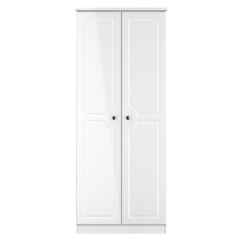 Clarence Ready Assembled 2 Door Wardrobe in White Gloss & White