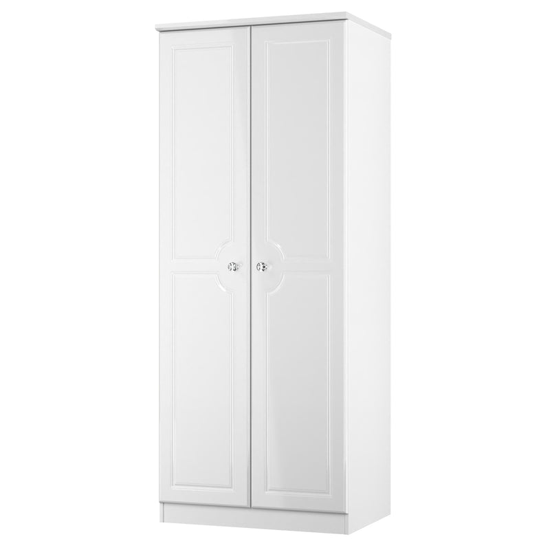 Clarence Ready Assembled 2 Door Wardrobe in White Gloss & White