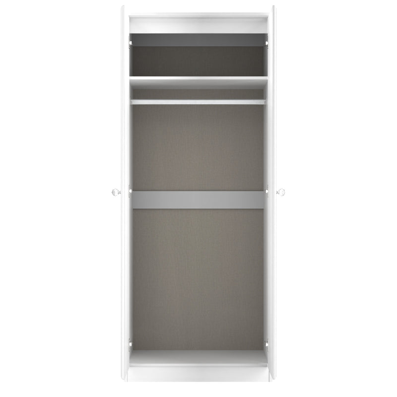 Clarence Ready Assembled 2 Door Wardrobe in White Gloss & White