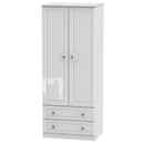 Clarence Ready Assembled 2 Door 2 Drawer Wardrobe in White Gloss & White