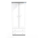 Clarence Ready Assembled 2 Door 2 Drawer Wardrobe in White Gloss & White