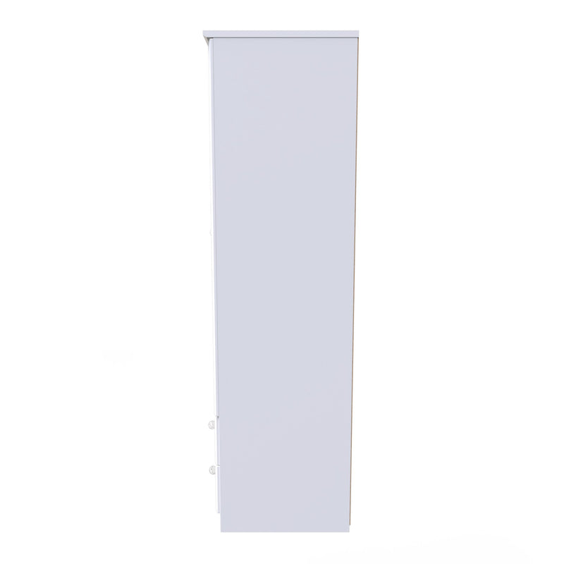 Clarence Ready Assembled 2 Door 2 Drawer Wardrobe in White Gloss & White